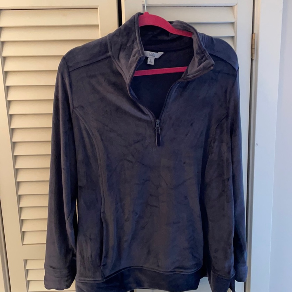 Blue velour 1/4 zip.